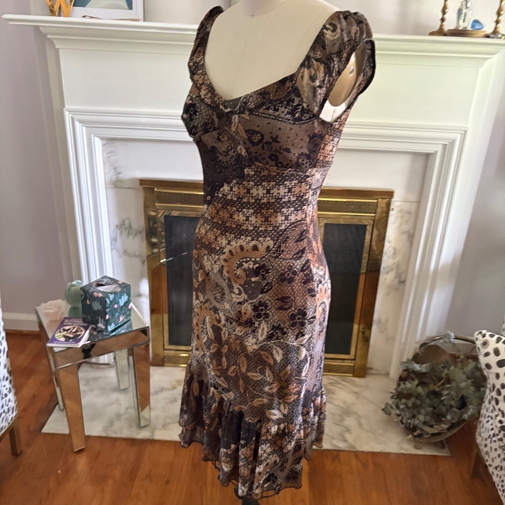 Paisley print flounce dress